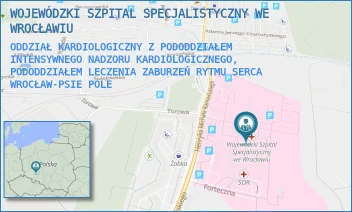 ODDZIAŁ KARDIOLOGICZNY Z PODODDZIAŁEM INTENSYWNEGO NADZORU KARDIOLOGICZNEGO, PODODDZIAŁEM LECZENIA ZABURZEŃ RYTMU SERCA - WOJEWÓDZKI SZPITAL SPECJALISTYCZNY WE WROCŁAWIU - UL. HENRYKA MICHAŁA KAMIEŃSKIEGO 73A,  WROCŁAW-PSIE POLE