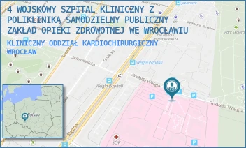 KLINICZNY ODDZIAŁ KARDIOCHIRURGICZNY - 4 WOJSKOWY SZPITAL KLINICZNY Z POLIKLINIKĄ SAMODZIELNY PUBLICZNY ZAKŁAD OPIEKI ZDROWOTNEJ WE WROCŁAWIU - UL. RUDOLFA WEIGLA 5,  WROCŁAW