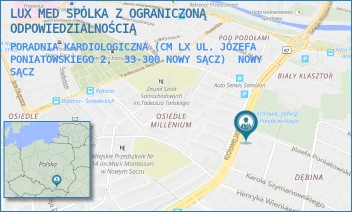 PORADNIA KARDIOLOGICZNA (CM LX UL. JÓZEFA PONIATOWSKIEGO 2,  33-300 NOWY SĄCZ) - LUX MED - SPÓŁKA Z OGRANICZONĄ ODPOWIEDZIALNOŚCIĄ - JÓZEFA PONIATOWSKIEGO 2,  NOWY SĄCZ