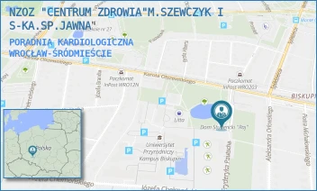 PORADNIA KARDIOLOGICZNA - NZOZ "CENTRUM ZDROWIA"M.SZEWCZYK I S-KA.SP.JAWNA - UL. FRYDERYKA PAUTSCHA 5/7,  WROCŁAW-ŚRÓDMIEŚCIE