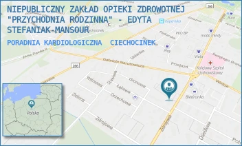 PORADNIA KARDIOLOGICZNA - NIEPUBLICZNY ZAKŁAD OPIEKI ZDROWOTNEJ "PRZYCHODNIA RODZINNA" - EDYTA STEFANIAK-MANSOUR - ZDROJOWA 46,  CIECHOCINEK