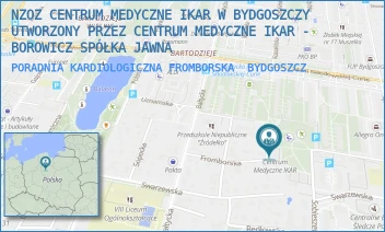 PORADNIA KARDIOLOGICZNA FROMBORSKA - NZOZ CENTRUM MEDYCZNE IKAR W BYDGOSZCZY UTWORZONY PRZEZ CENTRUM MEDYCZNE IKAR - BOROWICZ SPÓŁKA JAWNA - FROMBORSKA 18,  BYDGOSZCZ