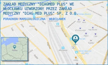 PORADNIA KARDIOLOGICZNA - ZAKŁAD MEDYCZNY "DIAGMED PLUS" WE WŁOCŁAWKU UTWORZONY PRZEZ ZAKŁAD MEDYCZNY "DIAG MED PLUS" SP. Z O.O. - OKRZEI 66,  WŁOCŁAWEK