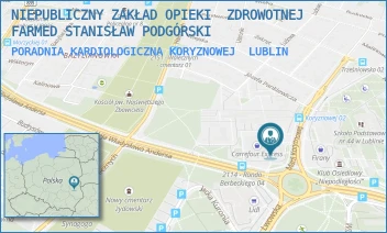 PORADNIA KARDIOLOGICZNA KORYZNOWEJ - NIEPUBLICZNY ZAKŁAD OPIEKI  ZDROWOTNEJ FARMED STANISŁAW PODGÓRSKI - KORYZNOWEJ 2G,  LUBLIN