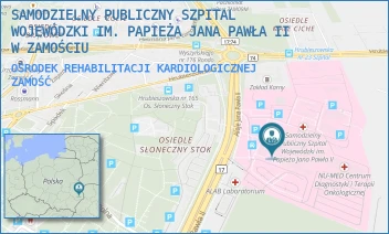 OŚRODEK REHABILITACJI KARDIOLOGICZNEJ - SAMODZIELNY PUBLICZNY SZPITAL WOJEWÓDZKI IM. PAPIEŻA JANA PAWŁA II W ZAMOŚCIU - ALEJE JANA PAWŁA 10,  ZAMOŚĆ