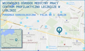 PORADNIA KARDIOLOGICZNA - FILIA NR 1 - WOJEWÓDZKI OŚRODEK MEDYCYNY PRACY CENTRUM PROFILAKTYCZNO LECZNICZE W LUBLINIE - NAŁĘCZOWSKA 27,  LUBLIN