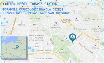 PORADNIA KARDIOLOGICZNA DLA DZIECI (KONSULTACJE) PASAŻ - CORTEN MEDIC TOMASZ SIKORA - PASAŻ URSYNOWSKI 9,  WARSZAWA URSYNÓW