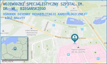 OŚRODEK DZIENNY REHABILITACJI KARDIOLOGICZNEJ - WOJEWÓDZKI SPECJALISTYCZNY SZPITAL IM. DR  WŁ. BIEGAŃSKIEGO - UL. GEN. KAROLA KNIAZIEWICZA 1/5,  ŁÓDŹ-BAŁUTY