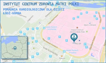 PORADNIA KARDIOLOGICZNA DLA DZIECI - INSTYTUT CENTRUM ZDROWIA MATKI POLKI - UL. RZGOWSKA 281/289,  ŁÓDŹ-GÓRNA