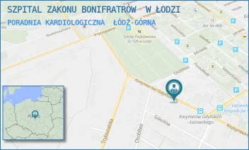 PORADNIA KARDIOLOGICZNA - SZPITAL ZAKONU BONIFRATRÓW  W ŁODZI - KOSYNIERÓW GDYŃSKICH 61,  ŁÓDŹ-GÓRNA