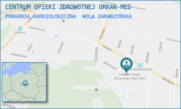 PORADNIA KARDIOLOGICZNA - CENTRUM OPIEKI ZDROWOTNEJ ORKAN-MED - UL. ORKANA 3,  WOLA ZARADZYŃSKA