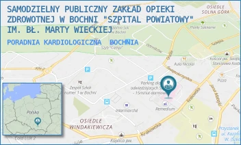 PORADNIA KARDIOLOGICZNA - SAMODZIELNY PUBLICZNY ZAKŁAD OPIEKI ZDROWOTNEJ W BOCHNI "SZPITAL POWIATOWY" IM. BŁ. MARTY WIECKIEJ - UL. KRAKOWSKA 31,  BOCHNIA