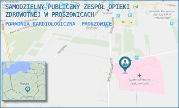 PORADNIA KARDIOLOGICZNA - SZPITAL IM. OJCA RAFAŁA Z PROSZOWIC SAMODZIELNY PUBLICZNY ZESPÓŁ OPIEKI ZDROWOTNEJ W PROSZOWICACH - UL. MIKOŁAJA KOPERNIKA 13,  PROSZOWICE