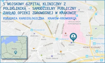 PORADNIA KARDIOLOGICZNA - 5 WOJSKOWY SZPITAL KLINICZNY Z POLIKLINIKĄ - SAMODZIELNY PUBLICZNY ZAKŁAD OPIEKI ZDROWOTNEJ W KRAKOWIE - UL. WROCŁAWSKA 1-3,  KRAKÓW-KROWODRZA