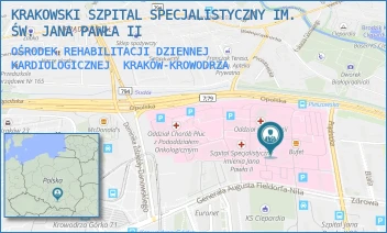 OŚRODEK REHABILITACJI DZIENNEJ KARDIOLOGICZNEJ - KRAKOWSKI SZPITAL SPECJALISTYCZNY IM. ŚW. JANA PAWŁA II - UL. PRĄDNICKA 80,  KRAKÓW-KROWODRZA