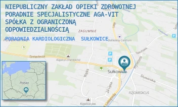 PORADNIA KARDIOLOGICZNA - NIEPUBLICZNY ZAKŁAD OPIEKI ZDROWOTNEJ PORADNIE SPECJALISTYCZNE AGA-VIT SPÓŁKA Z OGRANICZONĄ ODPOWIEDZIALNOŚCIĄ - UL. 1 MAJA 35/1,  SUŁKOWICE