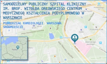 PODODDZIAŁ KARDIOLOGII - SAMODZIELNY PUBLICZNY SZPITAL KLINICZNY IM. PROF. WITOLDA ORŁOWSKIEGO CENTRUM MEDYCZNEGO KSZTAŁCENIA PODYPLOMOWEGO W WARSZAWIE - CZERNIAKOWSKA 231,  WARSZAWA ŚRÓDMIEŚCIE