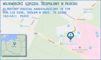KLINICZNY ODDZIAŁ KARDIOLOGICZNY (W TYM KOM.118 OIOK, OGÓŁEM W ODDZ. 76 ŁÓŻEK (62+14)) - WOJEWÓDZKI SZPITAL ZESPOLONY W PŁOCKU - MEDYCZNA 19,  PŁOCK