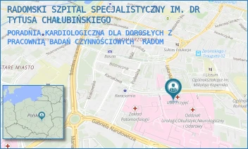 PORADNIA KARDIOLOGICZNA DLA DOROSŁYCH Z PRACOWNIĄ BADAŃ CZYNNOŚCIOWYCH - RADOMSKI SZPITAL SPECJALISTYCZNY IM. DR TYTUSA CHAŁUBIŃSKIEGO - TOCHTERMANA 1,  RADOM