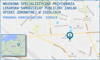 PORADNIA KARDIOLOGICZNA - WOJSKOWA SPECJALISTYCZNA PRZYCHODNIA LEKARSKA SAMODZIELNY PUBLICZNY ZAKŁAD OPIEKI ZDROWOTNEJ W SIEDLCACH - WAŁOWA 1,  SIEDLCE