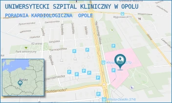 PORADNIA KARDIOLOGICZNA - UNIWERSYTECKI SZPITAL KLINICZNY W OPOLU - UL. ALEJA WINCENTEGO WITOSA 26,  OPOLE