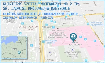 KLINIKA KARDIOLOGII Z PODODDZIAŁEM OSTRYCH ZESPOŁÓW WIEŃCOWYCH - KLINICZNY SZPITAL WOJEWÓDZKI NR 2 IM. ŚW. JADWIGI KRÓLOWEJ W RZESZOWIE - UL. LWOWSKA 60,  RZESZÓW