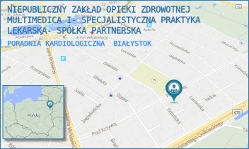 PORADNIA KARDIOLOGICZNA - NIEPUBLICZNY ZAKŁAD OPIEKI ZDROWOTNEJ MULTIMEDICA I- SPECJALISTYCZNA PRAKTYKA LEKARSKA- SPÓŁKA PARTNERSKA - POD KRZYWĄ 28,  BIAŁYSTOK
