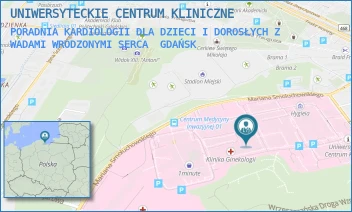 PORADNIA KARDIOLOGII DLA DZIECI I DOROSŁYCH Z WADAMI WRODZONYMI SERCA - UNIWERSYTECKIE CENTRUM KLINICZNE - UL. DĘBINKI 7,  GDAŃSK