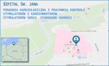 PORADNIA KARDIOLOGICZNA Z PRACOWNIĄ KONTROLI STYMULATORÓW I KARDIOWERTERÓW - STYMULATORÓW SERCA - SZPITAL ŚW. JANA - UL. DR JÓZEFA BALEWSKIEGO 1, STAROGARD GDAŃSKI
