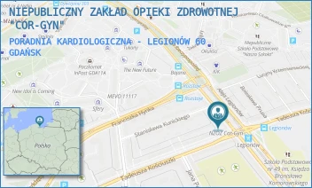 PORADNIA KARDIOLOGICZNA - LEGIONÓW 60 - NIEPUBLICZNY ZAKŁAD OPIEKI ZDROWOTNEJ "COR-GYN" IWONA GOWOROWSKA-SZYMULA - AL. LEGIONÓW 60,  GDAŃSK