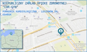 PORADNIA KARDIOLOGICZNA - LEGIONÓW 58 - NIEPUBLICZNY ZAKŁAD OPIEKI ZDROWOTNEJ "COR-GYN" IWONA GOWOROWSKA-SZYMULA - UL. ALEJA LEGIONÓW 58,  GDAŃSK