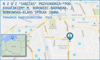 PORADNIA KARDIOLOGICZNA - N Z O Z "SANITAS" PRZYCHODNIA "POD KOGUCIKIEM" M. BOROWIEC-BADOWSKA, J. BOBKOWSKA-KLAHS SPÓŁKA JAWNA - WOJSKA POLSKIEGO 27,  PUCK