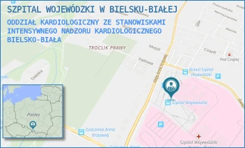 ODDZIAŁ KARDIOLOGICZNY ZE STANOWISKAMI INTENSYWNEGO NADZORU KARDIOLOGICZNEGO - SZPITAL WOJEWÓDZKI W BIELSKU-BIAŁEJ - UL. AL.ARMII KRAJOWEJ 101,  BIELSKO-BIAŁA