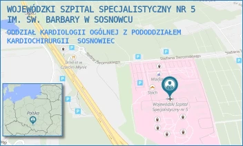 ODDZIAŁ KARDIOLOGII OGÓLNEJ Z PODODDZIAŁEM KARDIOCHIRURGII - WOJEWÓDZKI SZPITAL SPECJALISTYCZNY NR 5 IM. ŚW. BARBARY W SOSNOWCU - PLAC MEDYKÓW 1,  SOSNOWIEC