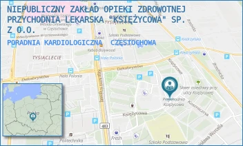 PORADNIA KARDIOLOGICZNA - NIEPUBLICZNY ZAKŁAD OPIEKI ZDROWOTNEJ PRZYCHODNIA LEKARSKA "KSIĘŻYCOWA" SP. Z O.O. - UL. KSIĘŻYCOWA 5,  CZĘSTOCHOWA