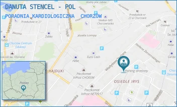 PORADNIA KARDIOLOGICZNA - DANUTA STENCEL-POL NZOZ "CENTRUM KARDIOLOGII" - UL. DR ANDRZEJA MIELĘCKIEGO 10/U1,  CHORZÓW
