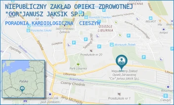 PORADNIA KARDIOLOGICZNA - NIEPUBLICZNY ZAKŁAD OPIEKI ZDROWOTNEJ "COR"JANUSZ JAKSIK SP.J - UL. LIBURNIA 8,  CIESZYN