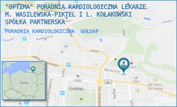 PORADNIA KARDIOLOGICZNA - "OPTIMA" PORADNIA KARDIOLOGICZNA LEKARZE M. WASILEWSKA-PIKTEL I L. KOŁAKOWSKI SPÓŁKA PARTNERSKA - SŁONECZNA 7/9,  GOŁDAP