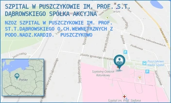 NZOZ SZPITAL W PUSZCZYKOWIE IM. PROF. ST.T.DĄBROWSKIEGO O.CH.WEWNĘTRZNYCH Z PODO.NADZ.KARDIO. - SZPITAL W PUSZCZYKOWIE IM. PROF. S.T. DĄBROWSKIEGO SPÓŁKA AKCYJNA - KRASZEWSKIEGO 11,  PUSZCZYKOWO