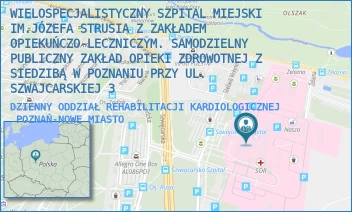 DZIENNY ODDZIAŁ REHABILITACJI KARDIOLOGICZNEJ - WIELOSPECJALISTYCZNY SZPITAL MIEJSKI IM.JÓZEFA STRUSIA Z ZAKŁADEM OPIEKUŃCZO-LECZNICZYM. SAMODZIELNY PUBLICZNY ZAKŁAD OPIEKI ZDROWOTNEJ Z SIEDZIBĄ W POZNANIU PRZY UL. SZWAJCARSKIEJ 3 - SZWAJCARSKA 3,  POZNAŃ-NOWE MIASTO