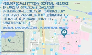 ODDZIAŁ KARDIOLOGICZNY - WIELOSPECJALISTYCZNY SZPITAL MIEJSKI IM.JÓZEFA STRUSIA Z ZAKŁADEM OPIEKUŃCZO-LECZNICZYM. SAMODZIELNY PUBLICZNY ZAKŁAD OPIEKI ZDROWOTNEJ Z SIEDZIBĄ W POZNANIU PRZY UL. SZWAJCARSKIEJ 3 - SZWAJCARSKA 3,  POZNAŃ-NOWE MIASTO