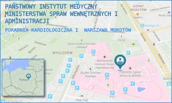 PORADNIA KARDIOLOGICZNA I - PAŃSTWOWY INSTYTUT MEDYCZNY MINISTERSTWA SPRAW WEWNĘTRZNYCH I ADMINISTRACJI - WOŁOSKA 137,  WARSZAWA MOKOTÓW