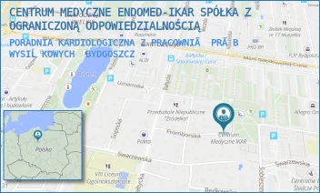 PORADNIA KARDIOLOGICZNA Z PRACOWNIÄ PRĂB WYSIĹKOWYCH - CENTRUM MEDYCZNE ENDOMED-IKAR SPÓŁKA Z OGRANICZONĄ ODPOWIEDZIALNOŚCIĄ - FROMBORSKA 18,  BYDGOSZCZ